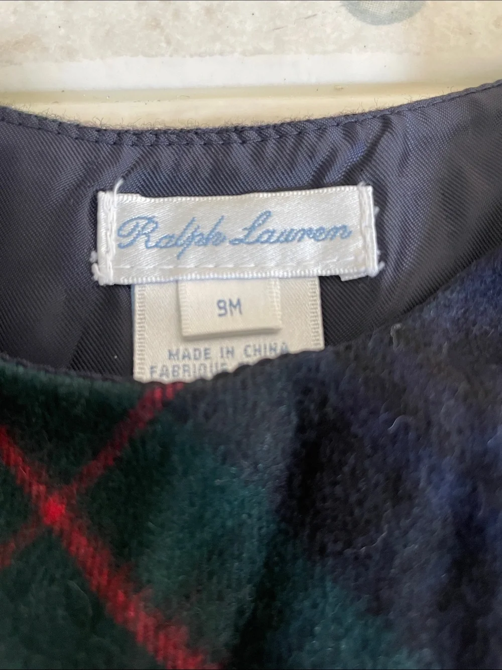 New with Tags Baby Ralph Lauren Girls' Tartan Wool Dress - Navy, Green & Red 9mo